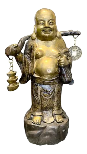 Asian Happy Buddha Carrying a Coin and Gold
