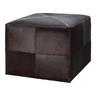 Jamie Young Ottoman in Brown Hide, Large For Sale