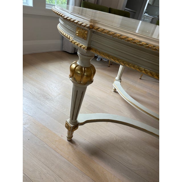 French Provincial 1960s Gold and Cream Vintage Dining Table For Sale - Image 3 of 6