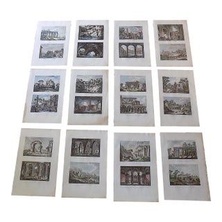 Authentic Antique Early 19th Century Copperplate Engraved Views of Italian & Greek Landscapes, Cityscapes & Ruins - Set of 12 For Sale
