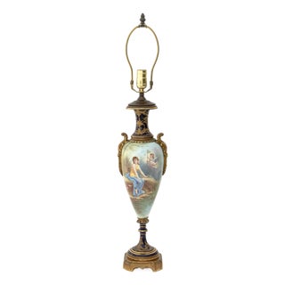 Sevres Blue Ground Ovoid Vase Mounted as Lamp For Sale