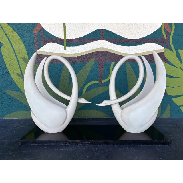 Wood Maison Jansen Hollywood Regency Swan Console Table For Sale - Image 7 of 7