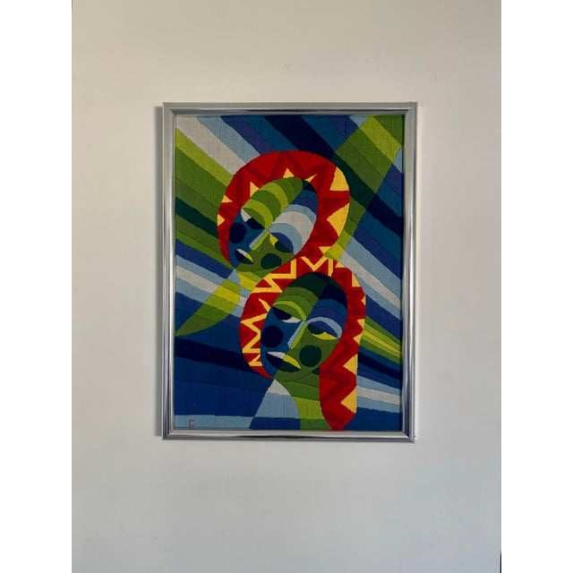 1960s La Nouvelle Tapisserie Dmc, French Mid Century Modern Needle Point Tapestry For Sale In Miami - Image 6 of 6