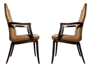 Elegant Pair of Vintage High Back Dunbar Edward Wormley Style Arm Chairs