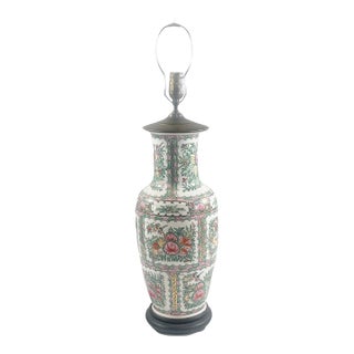 Large Chinoiserie Famille Rose Porcelain Lamp With Figural Scene For Sale