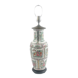 Large Chinoiserie Famille Rose Porcelain Lamp With Figural Scene