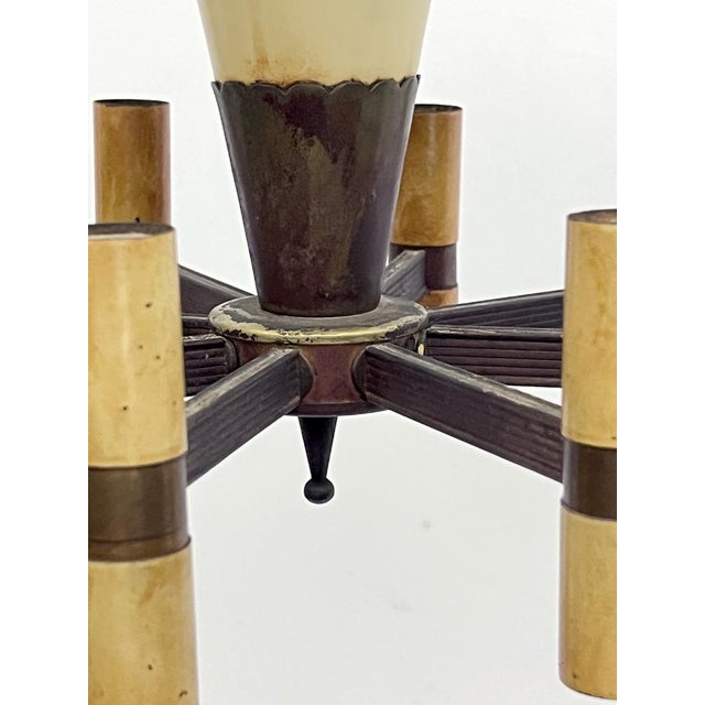 Mid-Century Manner Curved Glass Disk Chandelier, Fontana Arte, Italy, 1950s For Sale - Image 9 of 17