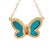 Early 21st Century 14k Yellow Gold Turquoise & Diamond Butterfly Necklace For Sale - Image 5 of 10