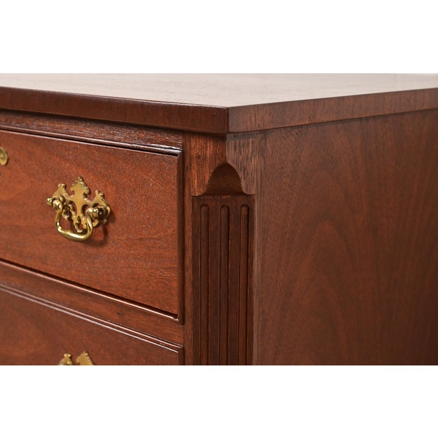 Baker Furniture Georgian Carved Mahogany Bedside Chest, Newly Refinished For Sale - Image 9 of 14