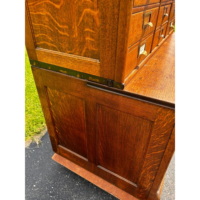 Antique Late 19th Century Modern Vintage Oak Apothecary Stacking File Cabinet For Sale - Image 10 of 11