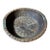 Antique Primitive Hand-Carved Wooden Bowl With Folk Art Wire Stitching and Brass Studded Rim For Sale