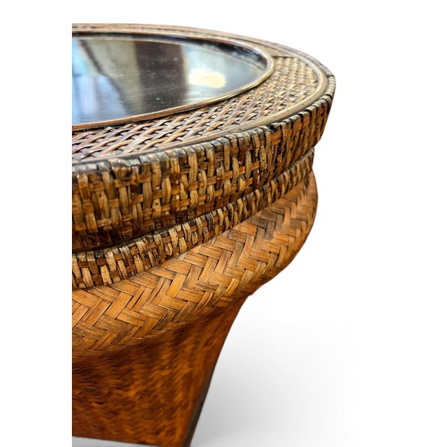 Mid-Century Boho Coastal Rattan Storage Side Tables - A Pair For Sale - Image 10 of 16