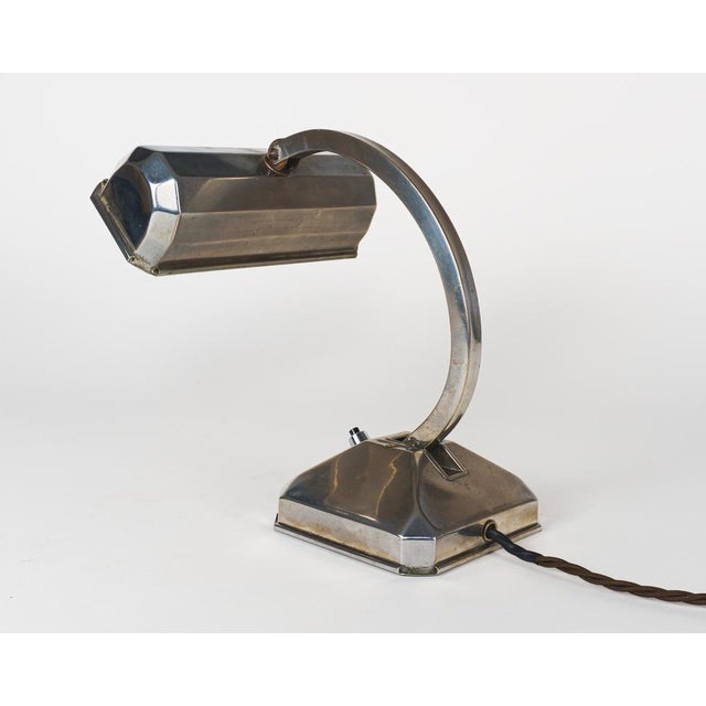 French Art Deco Chromed Articulated Bankers Desk Lamp, 1930s For Sale - Image 3 of 10