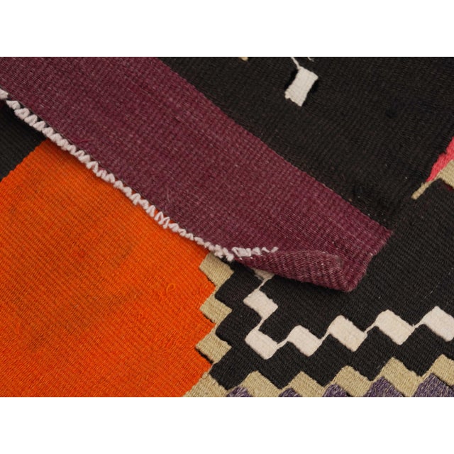 1970s Vintage Handmade Wool Cotton Purple Runner Rug For Sale - Image 9 of 11
