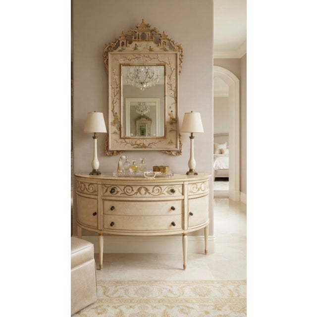 1990s Niermann Weeks Hand-Painted Neoclassical Sunburst Demilune Console Chest For Sale - Image 12 of 12