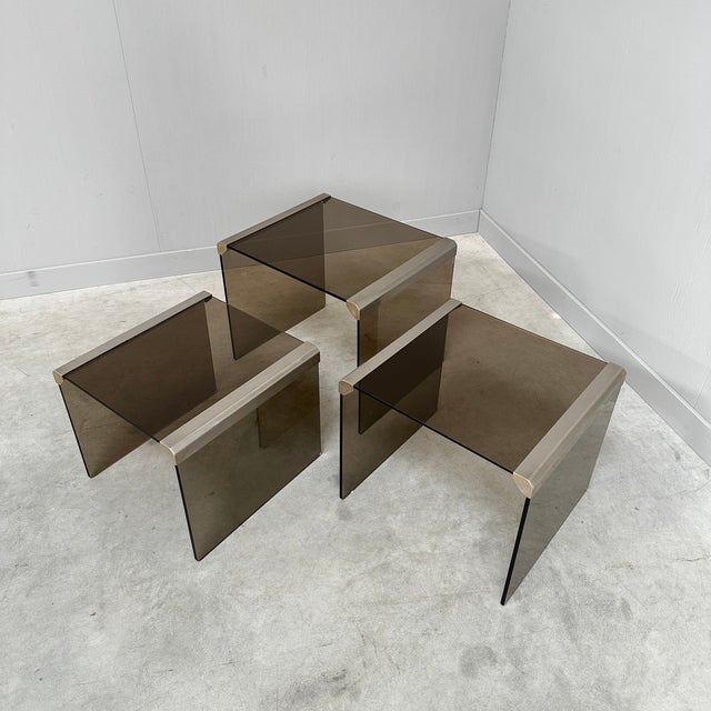 Metal T35 Nesting Tables by Pierangelo Gallotti for Gallotti & Radice, Italy, 1970s, Set of 3 For Sale - Image 7 of 9