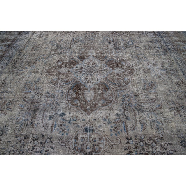 Antique Persian Overdyed Gray Wool Rug With Allover Motif For Sale - Image 4 of 10