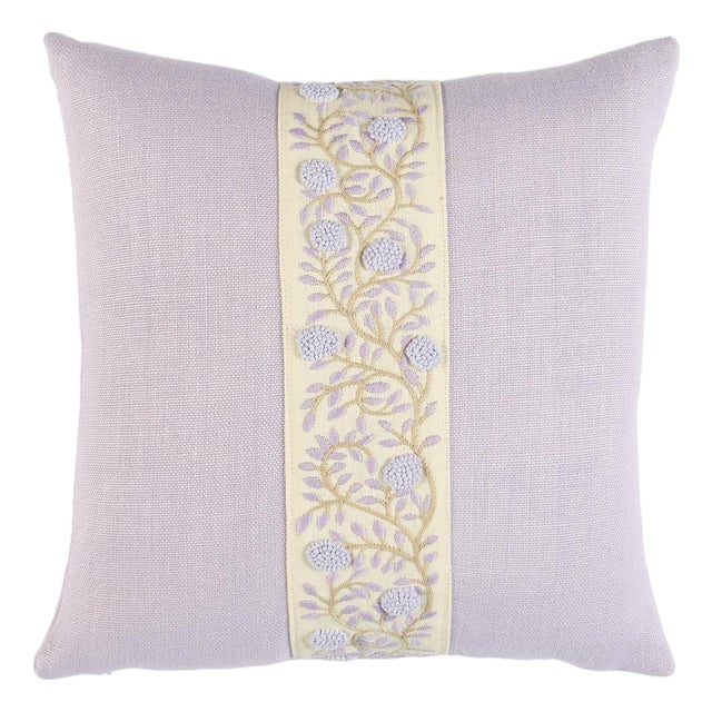Schumacher Ashoka 16" Pillow In Lilac & Cream For Sale