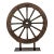 Antique Mounted Wood and Metal Wheel Welded to a Custom Metal Base For Sale