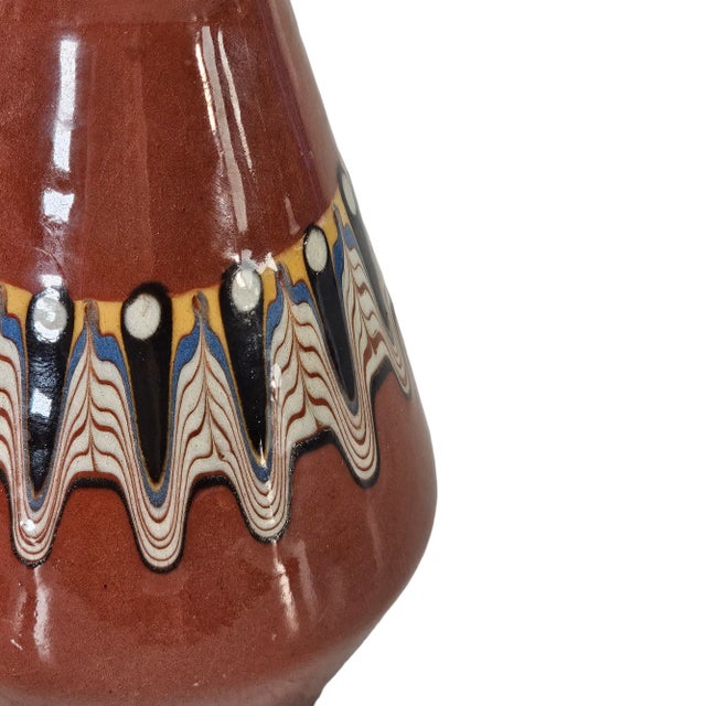 1950s Bulgarian Troyan Pottery Hand Painted Pitcher & Cup Set 12oz For Sale - Image 9 of 9