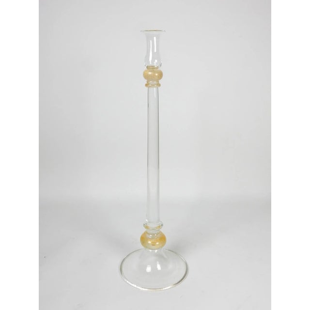 Glass 1960s Signed Seguso Vetri d'Arte Tall Art Glass Candlestick Holder, Murano Italy For Sale - Image 7 of 7