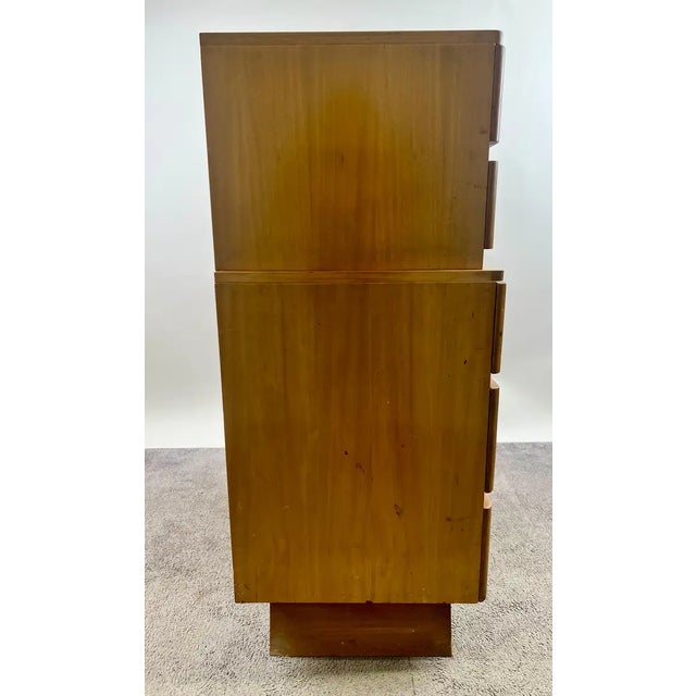 Mid-Century Modern R-Way Birdseye Maple Highboy Chest of 5 Drawers For Sale - Image 12 of 18