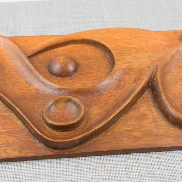 Abstract Wooden Wall-Mounted Art Sculpture Panel by Maxime Tendero, 1973 For Sale - Image 11 of 16