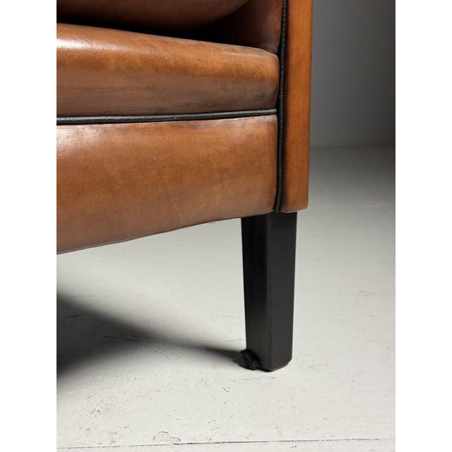 Sheep Leather Wingback Armchair For Sale - Image 11 of 17