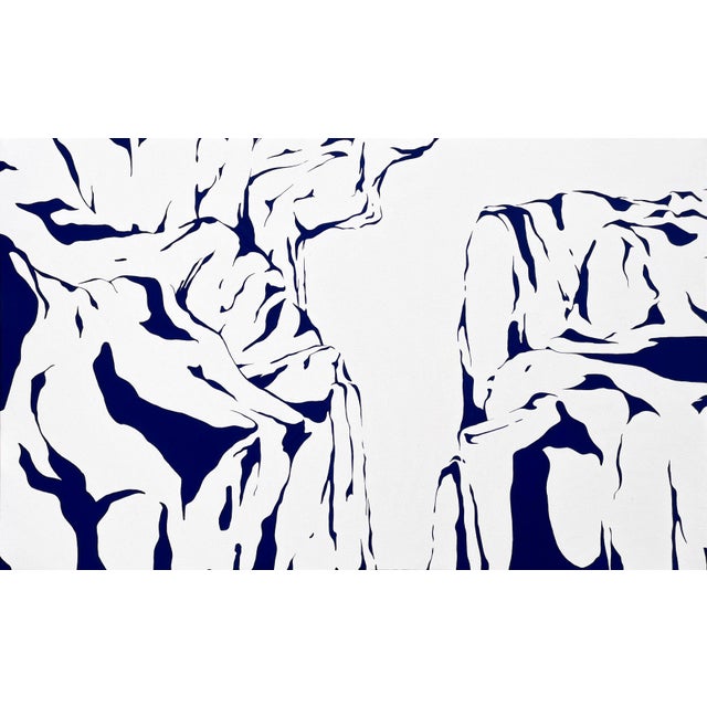 Max Kremer "Gap" Contemporary Blue & White Abstract Mountain Landscape Nature Painting, 2023 For Sale