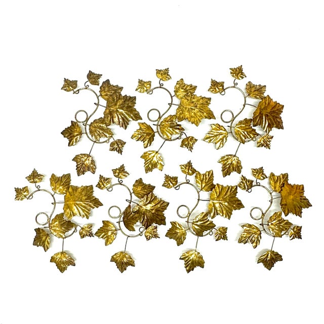Brass ivy wall decor, set of 7. This is a timeless and elegant set of sculptural wall or table pieces crafted in the shape...