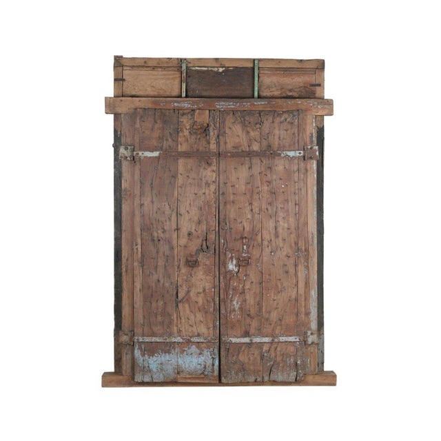 Indian Antique Indian Carved Teakwood Door + Frame, 19th C. For Sale - Image 3 of 3