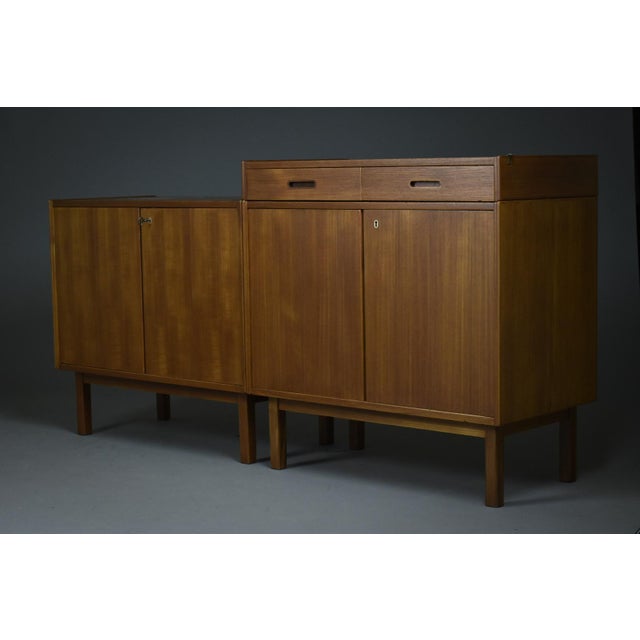 Brown Scandinavian Mid-Century Modern Modular Teak Sideboards with Cabinet, 1960s, Set of 3 For Sale - Image 8 of 14
