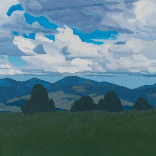 Textile The Rhythm of the Sky by Michael Magrin | Oil on Linen Mountain Landscape With Clouds For Sale - Image 7 of 14