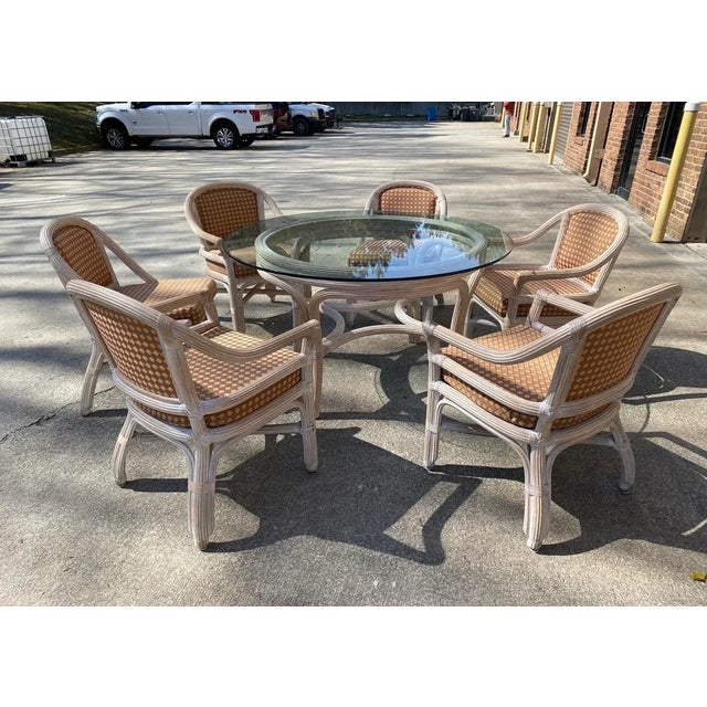 1970s 1970s Vintage Reed Dining Set - Set of 7 For Sale - Image 5 of 5