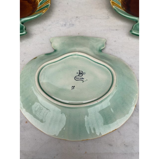 19th Century French Majolica Shell Plates Choisy Le Roi-Set of 5 For Sale In Austin - Image 6 of 7