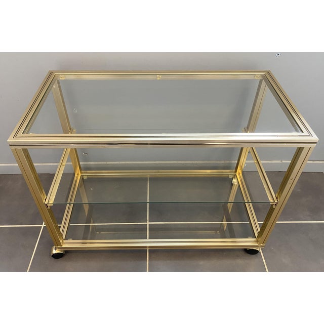 Pierre Vandel Vintage Storage Unit in Gold-Plated Metal and Glass by Pierre Vandel, 1970s For Sale - Image 4 of 16