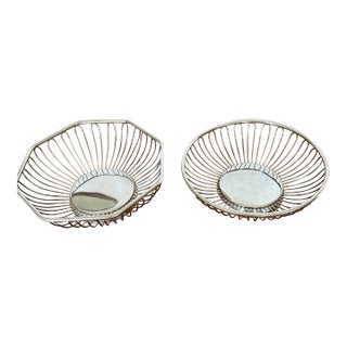 Pair of 1980s Silverplate Open Wire Baskets For Sale