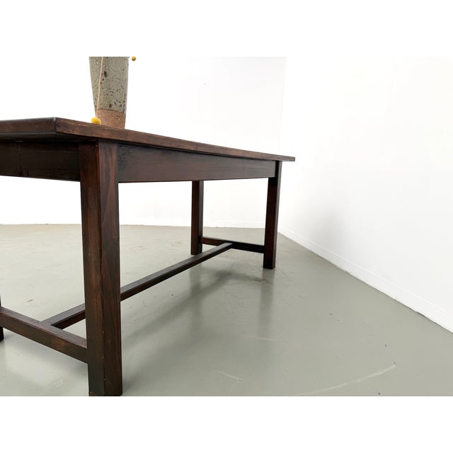 Pine Worktable with Grooved Top and Satin Brown Finish, 1960s For Sale - Image 11 of 18