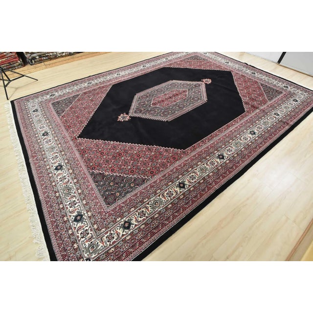 Farmhouse Bidjar Rug 10′ X 14’3” Black Wool Vintage Traditional Hand-Knotted Carpet For Sale - Image 3 of 15