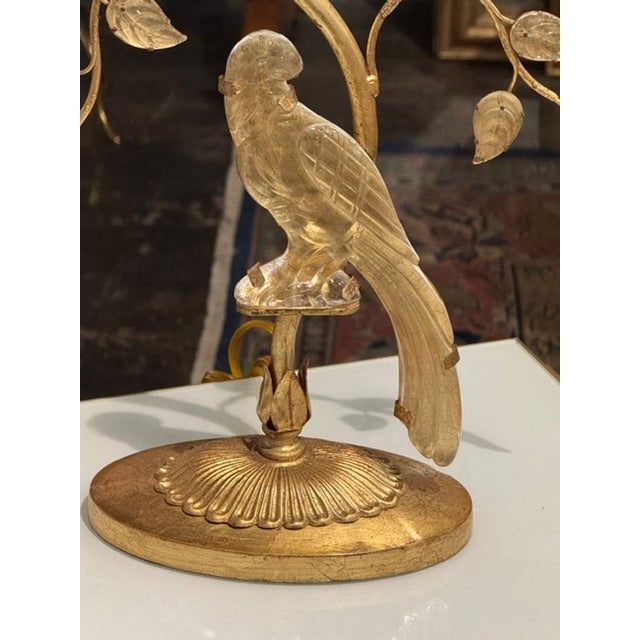 Pair of Vintage French Maison Bagues Style Glass Bird Lamps For Sale - Image 4 of 7
