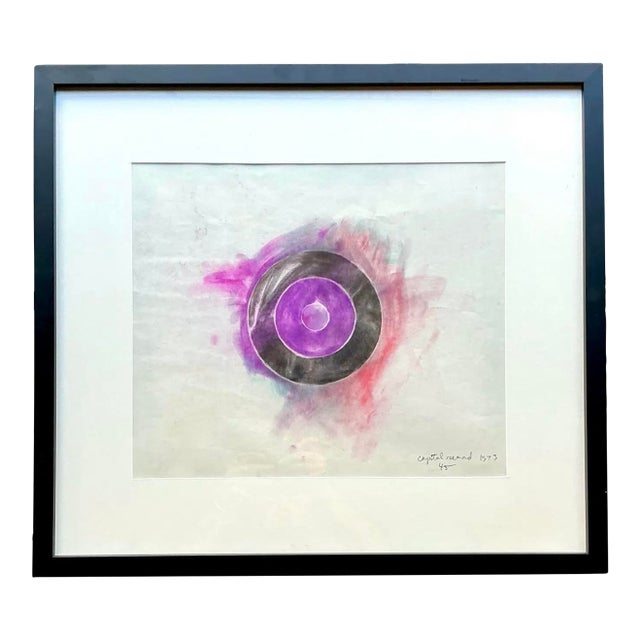 Vintage Boho Original Pastel Geometric Abstract on Paper For Sale
