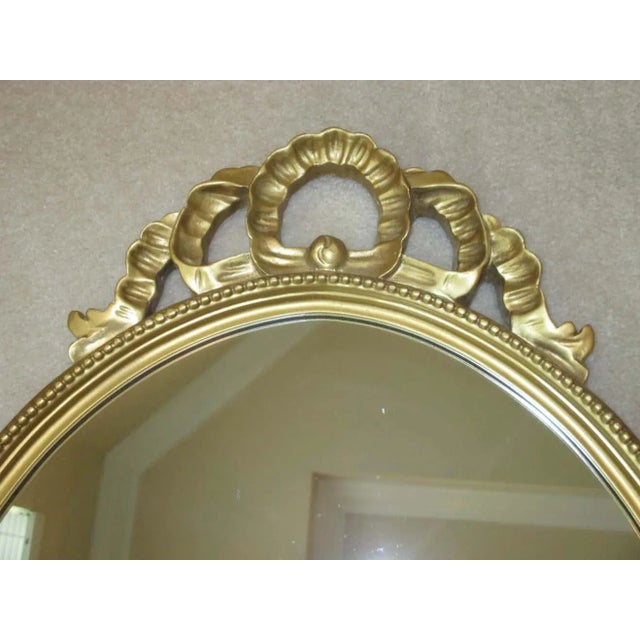 Traditional Vintage Mid 20th Century Gold Oval Mirror For Sale - Image 3 of 7