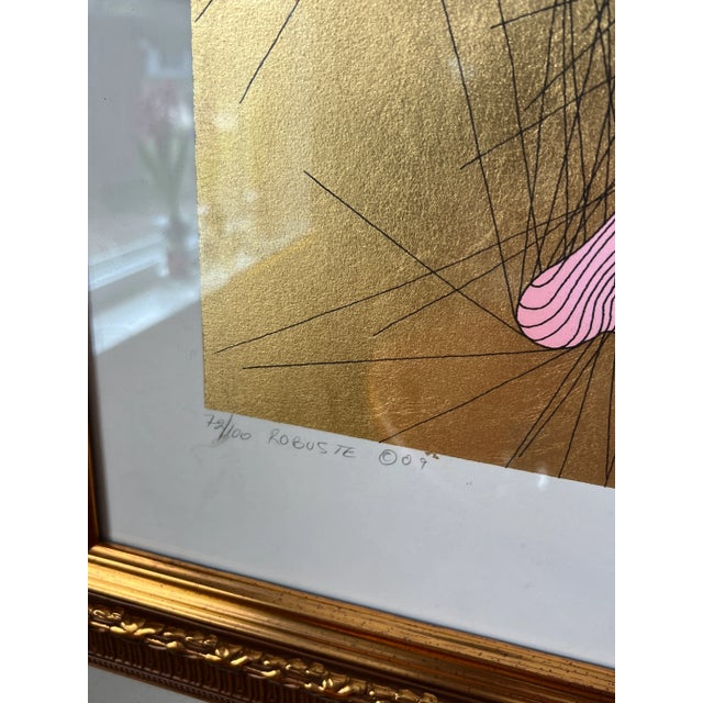 Paper 2009 Numbered and Signed Gold Leaf Horse Art “Robuste” by Guillaume Azoulay For Sale - Image 7 of 13