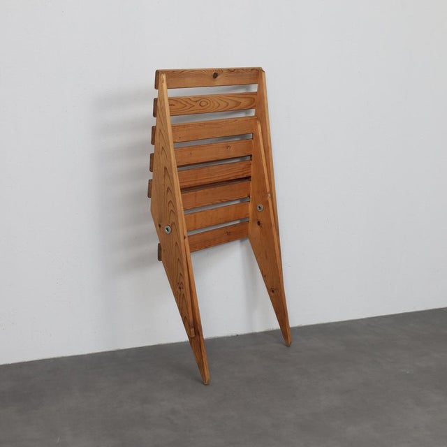 Folding Scissor Chair in Slatted Pinewood, 1970s For Sale - Image 9 of 10