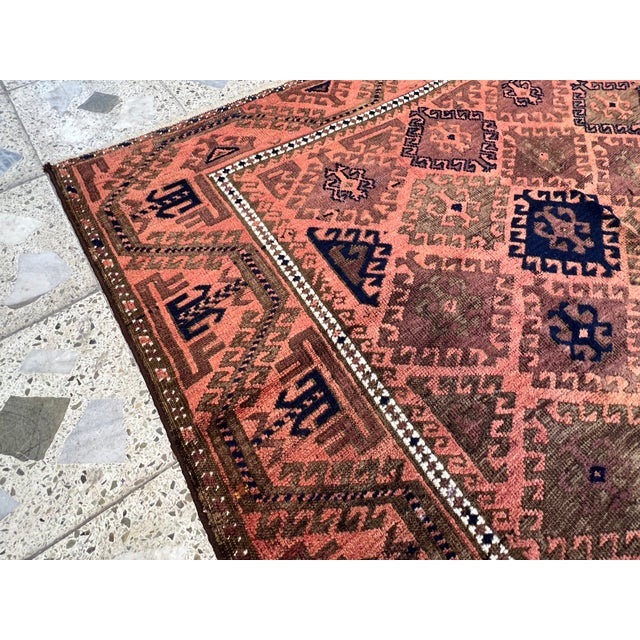 Navy Blue Antique Turkmen Yomut Hand-Knotted Wool Area Rug - 5'3" X 8'1" For Sale - Image 8 of 14