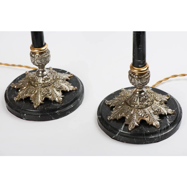 Marble & Brass Candelabras Table Lamps - a Pair For Sale - Image 9 of 10