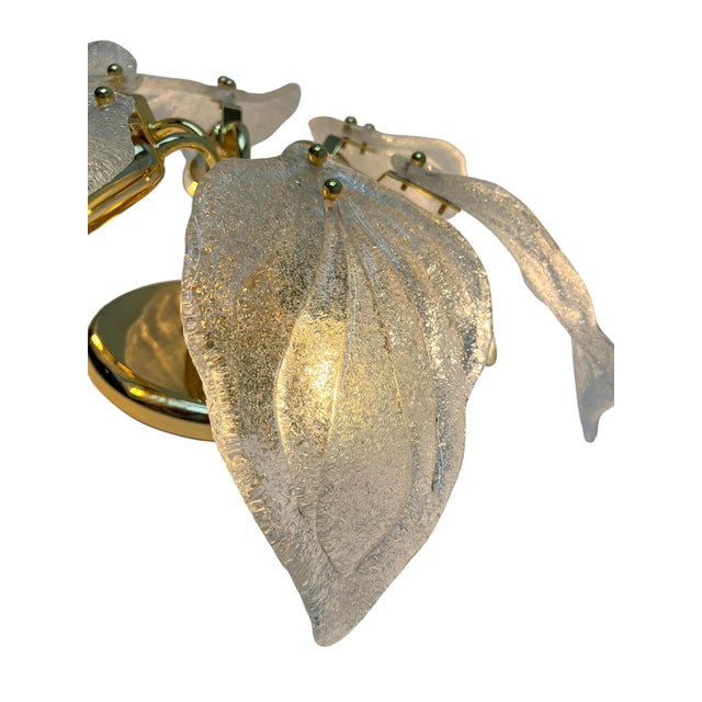 Metal Murano Glass Leaf Flush Mount by Novaresi, Italy, 1970s For Sale - Image 7 of 17