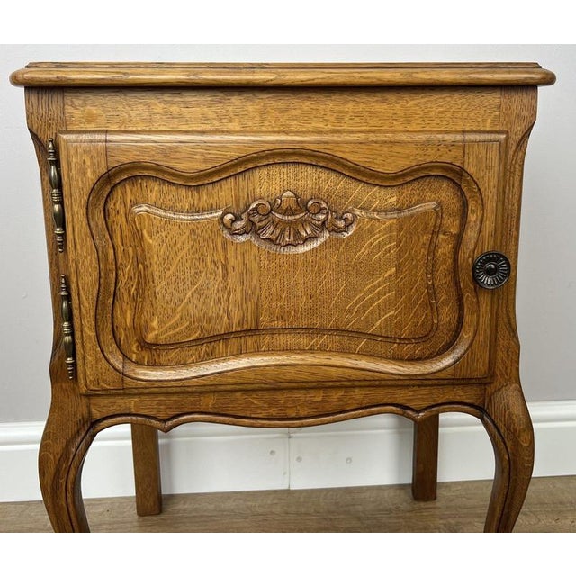 Vintage French Louis Style Oak Nightstands, Set of 2 For Sale - Image 5 of 12