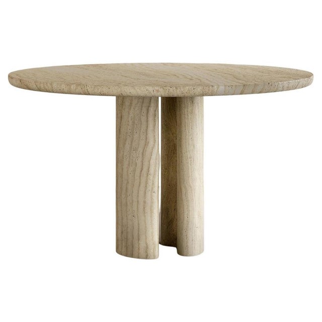 Stone Roman Dining Table II in Bianco Alabastrino Travertine by Paloma Editions For Sale - Image 7 of 7