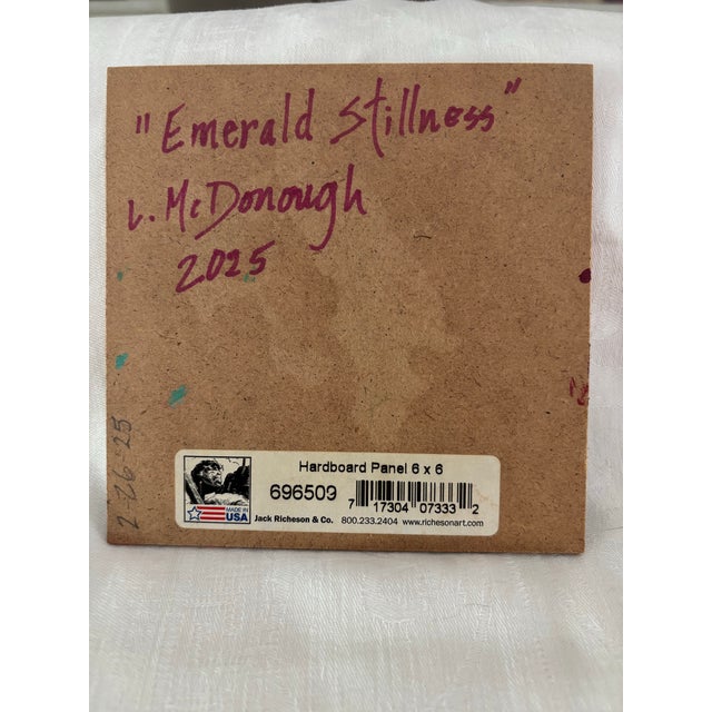 “Emerald Stillness” Original Acrylic Contemporary Expressionism Still Life Floral by Linda McDonough For Sale - Image 10 of 11